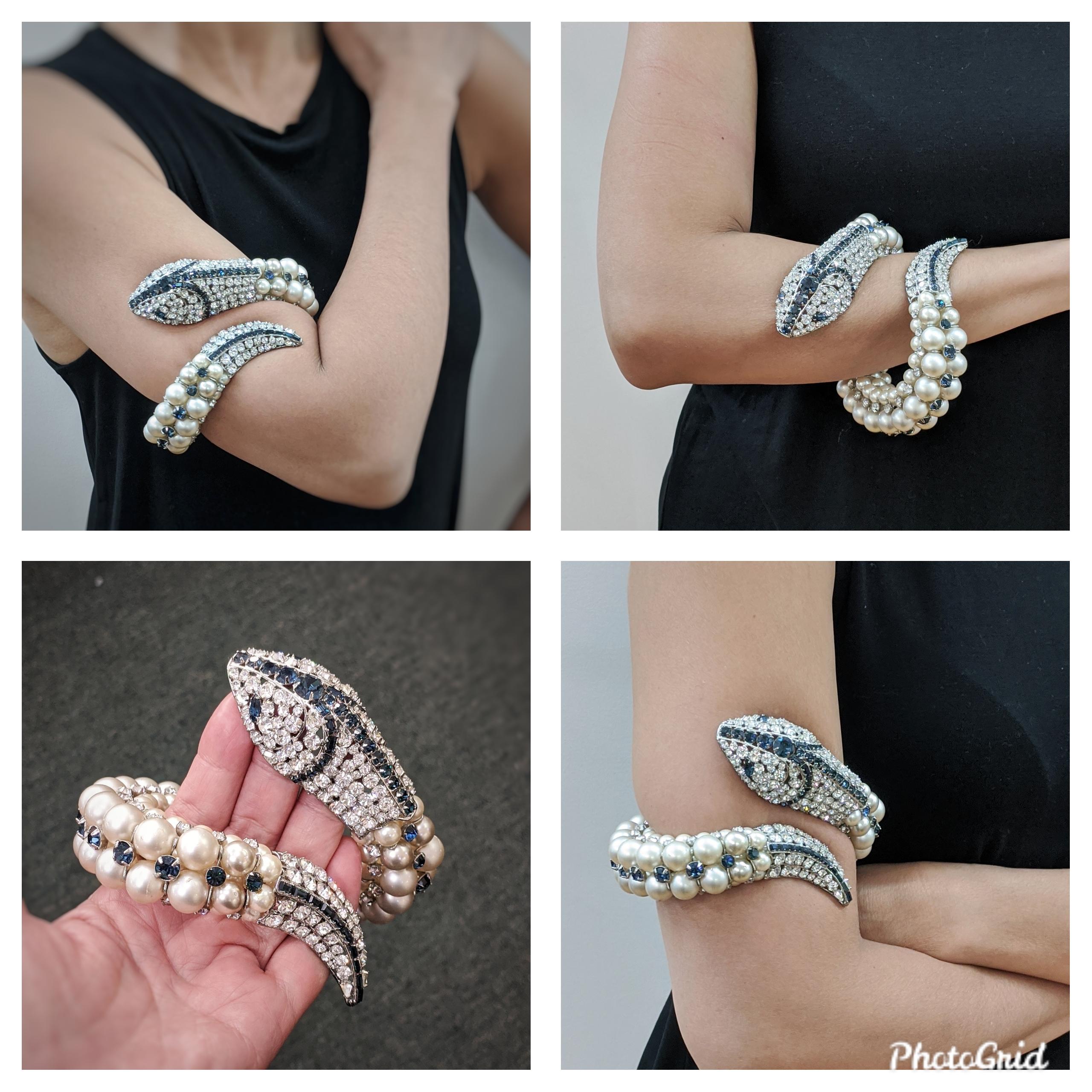 IRADJ MOINI Swarovski-Kristall-Perlen-Perlen-Perlen-Schlangen-Manschetten-Armreif im Angebot 4