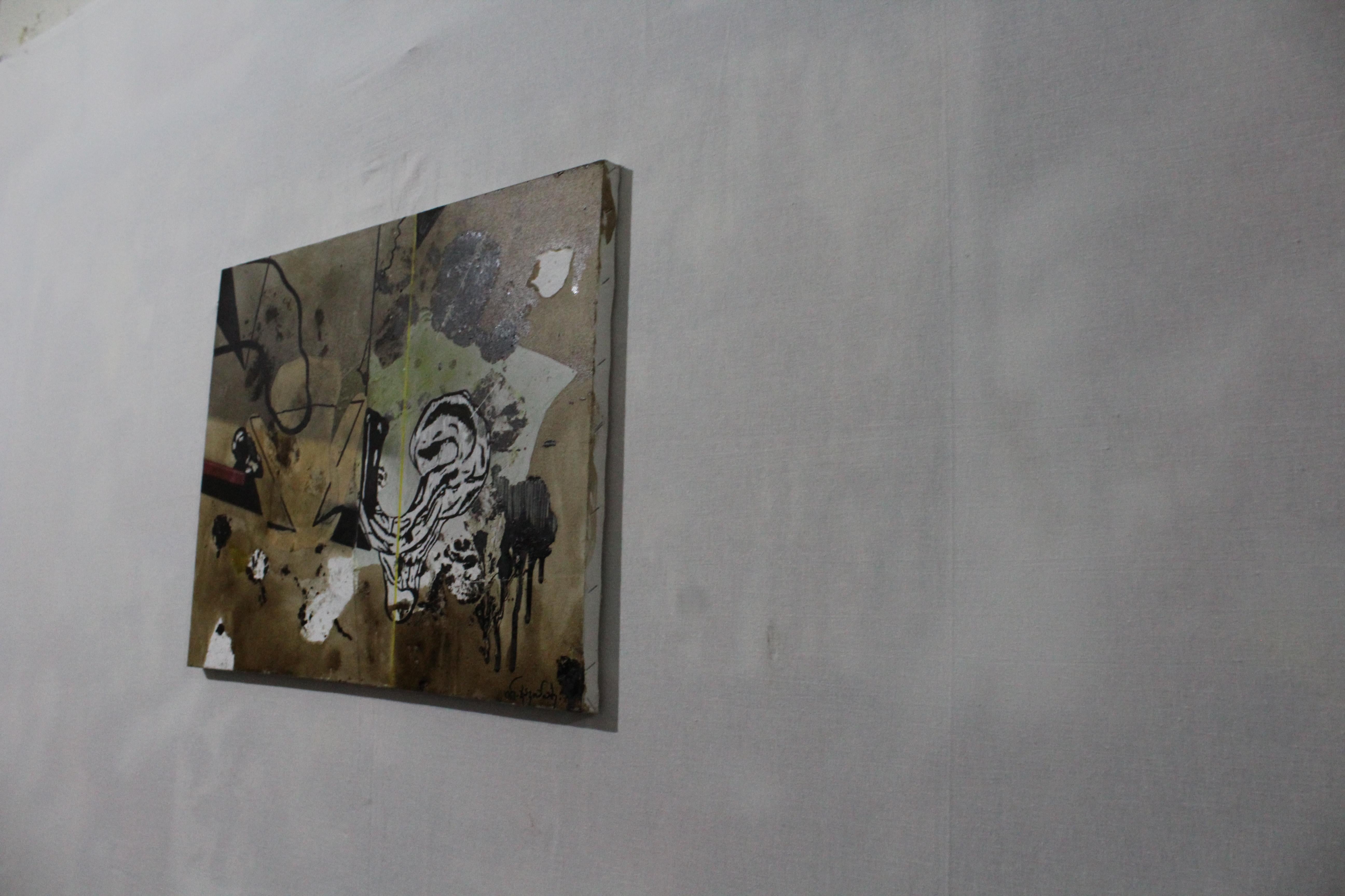 Arte contemporanea georgiana di Irakli Kavtaradze (Akuna) - Scomparsa - Abstract Painting Grigio di Irakli ( Akuna ) Kavtaradze