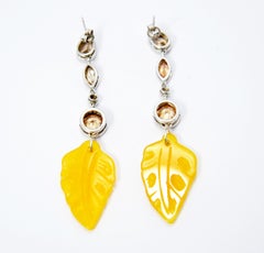 Irama Pradera Romantic Imperial Topaz 18 Karat White Gold Drop Earrings