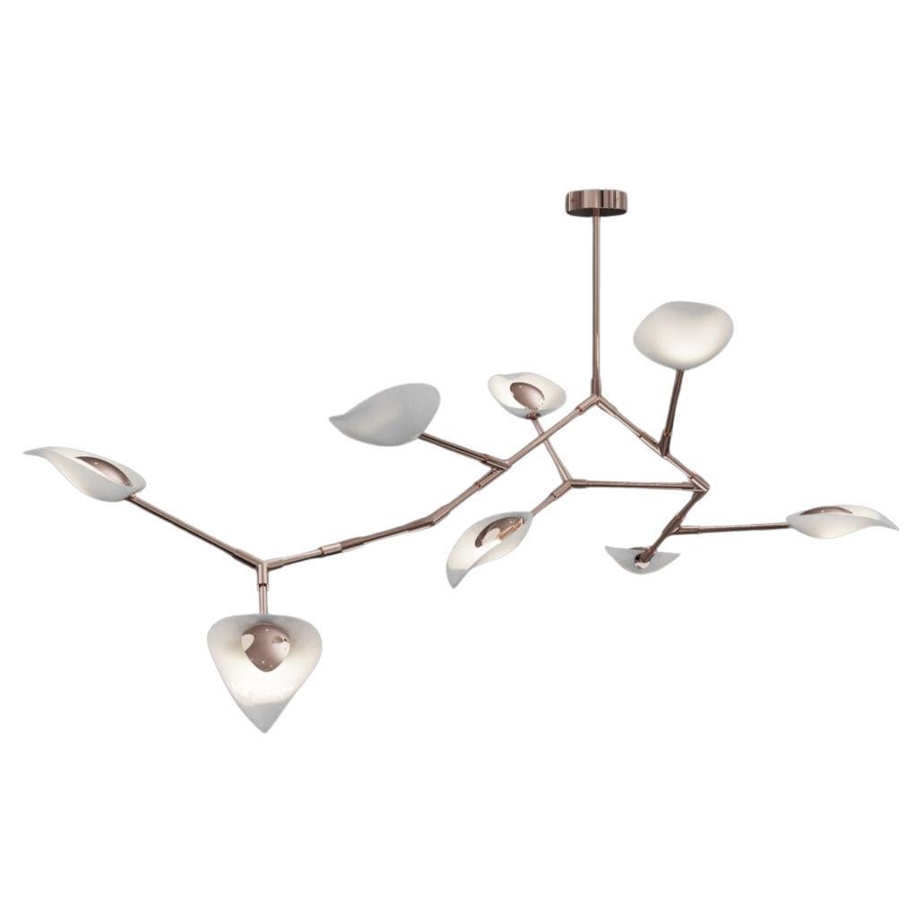 Lampadario a 8 luci in vetro e ottone Irami di Aggiolight in vendita