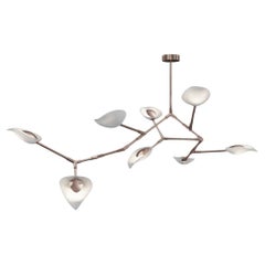 Lampadario a 8 luci in vetro e ottone Irami di Aggiolight