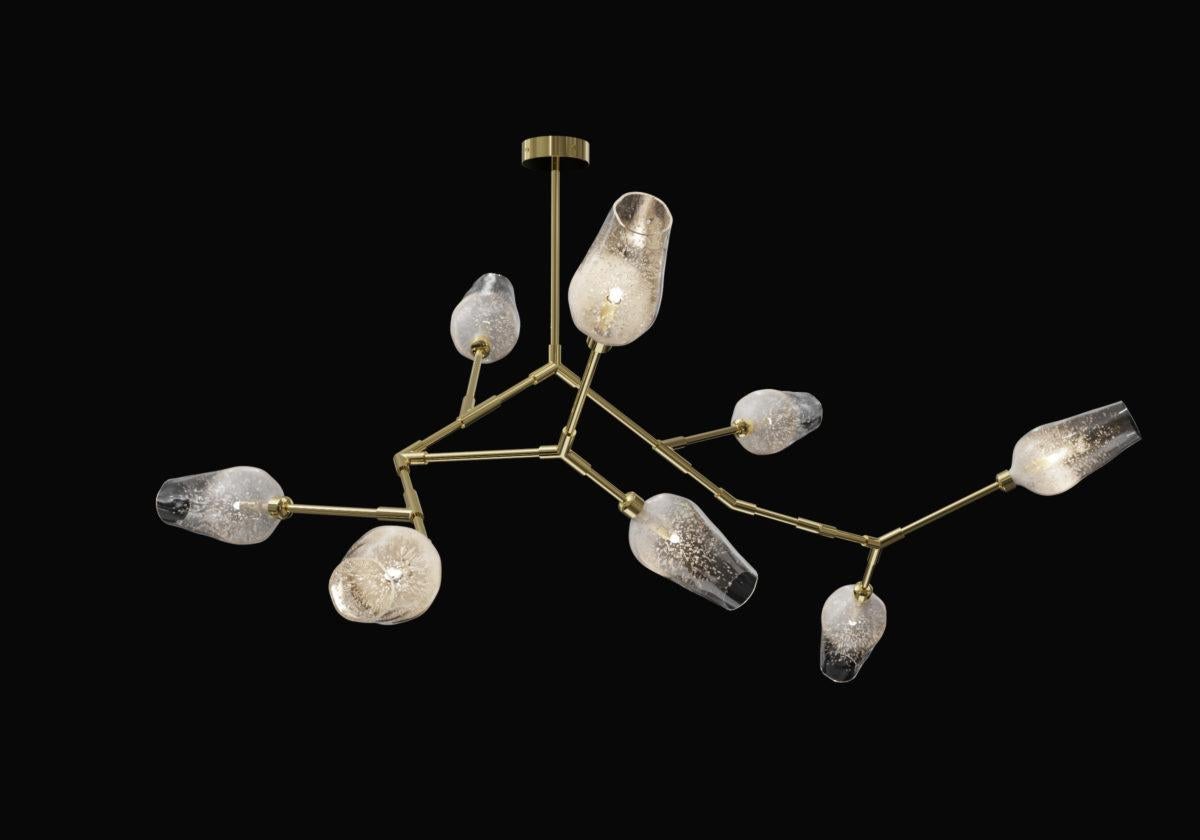 Moderne Lustre à 8 lumières en porcelaine et laiton Irami par Aggiolight en vente