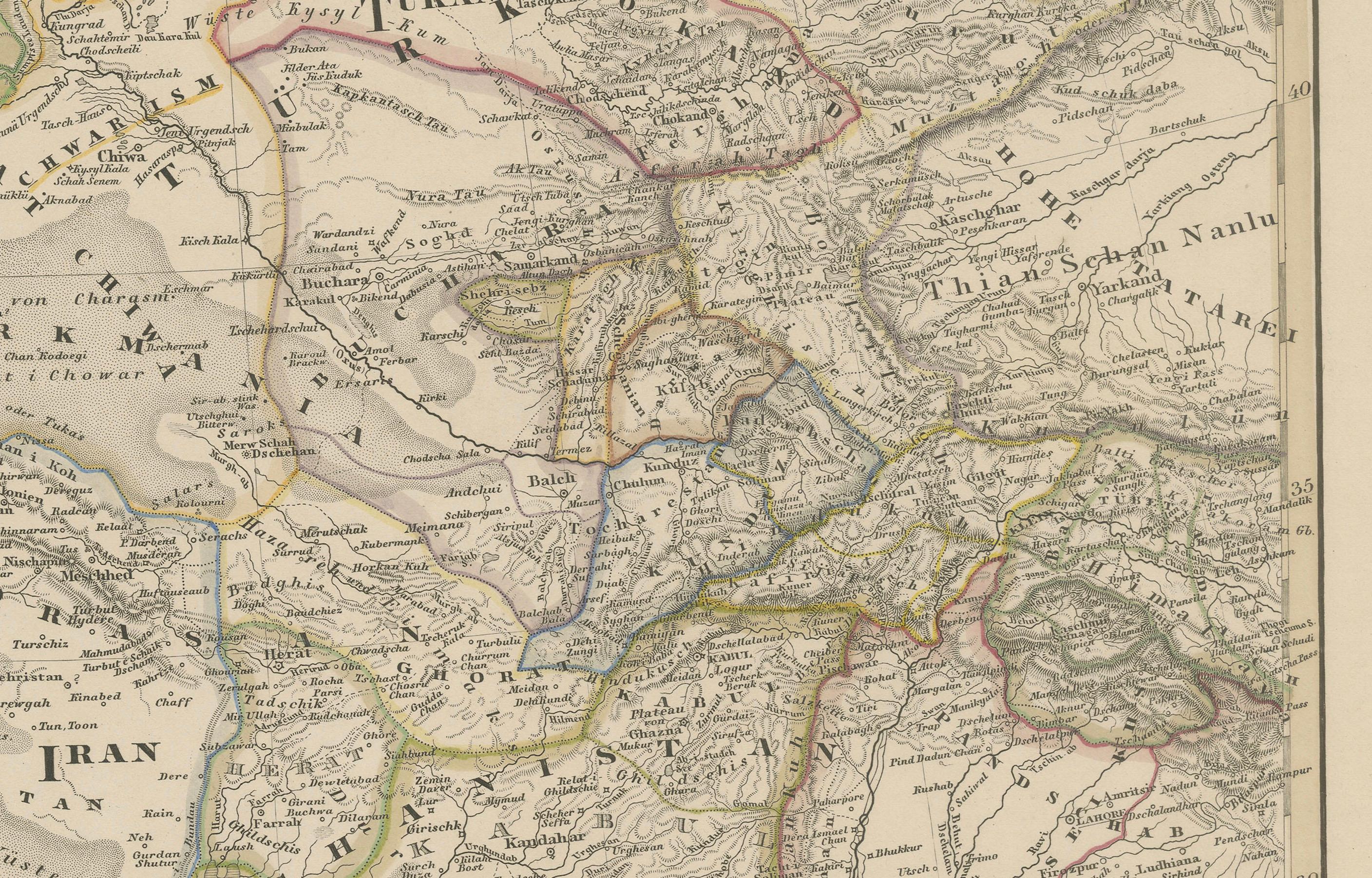 Mappa Iran e Turan - Persia, Afghanistan, Baluchistan, Turkestan 1858

Questa impressionante stampa antica mostra 