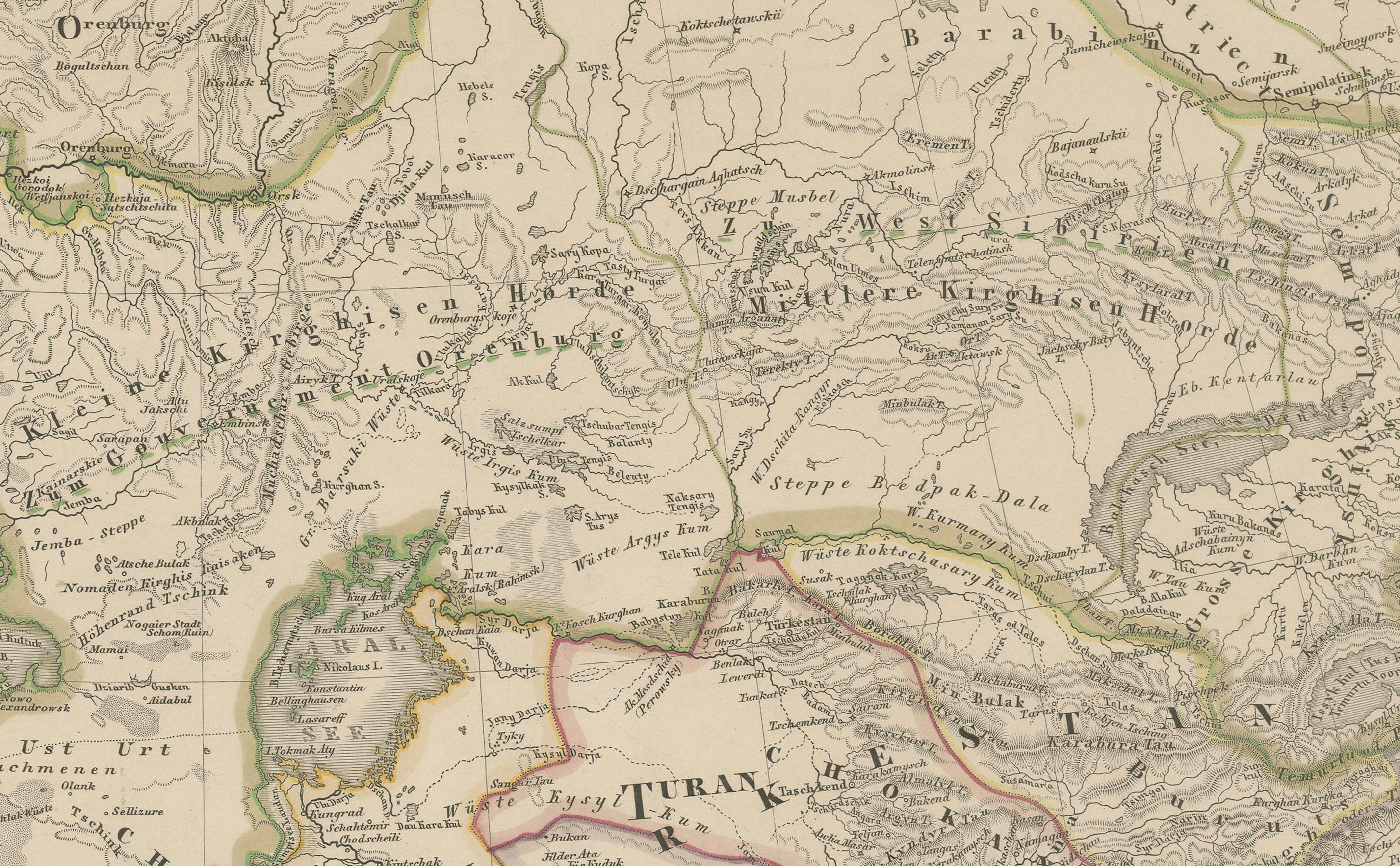 Tedesco Mappa Iran e Turan - Persia, Afghanistan, Baluchistan, Turkestan 1858 in vendita