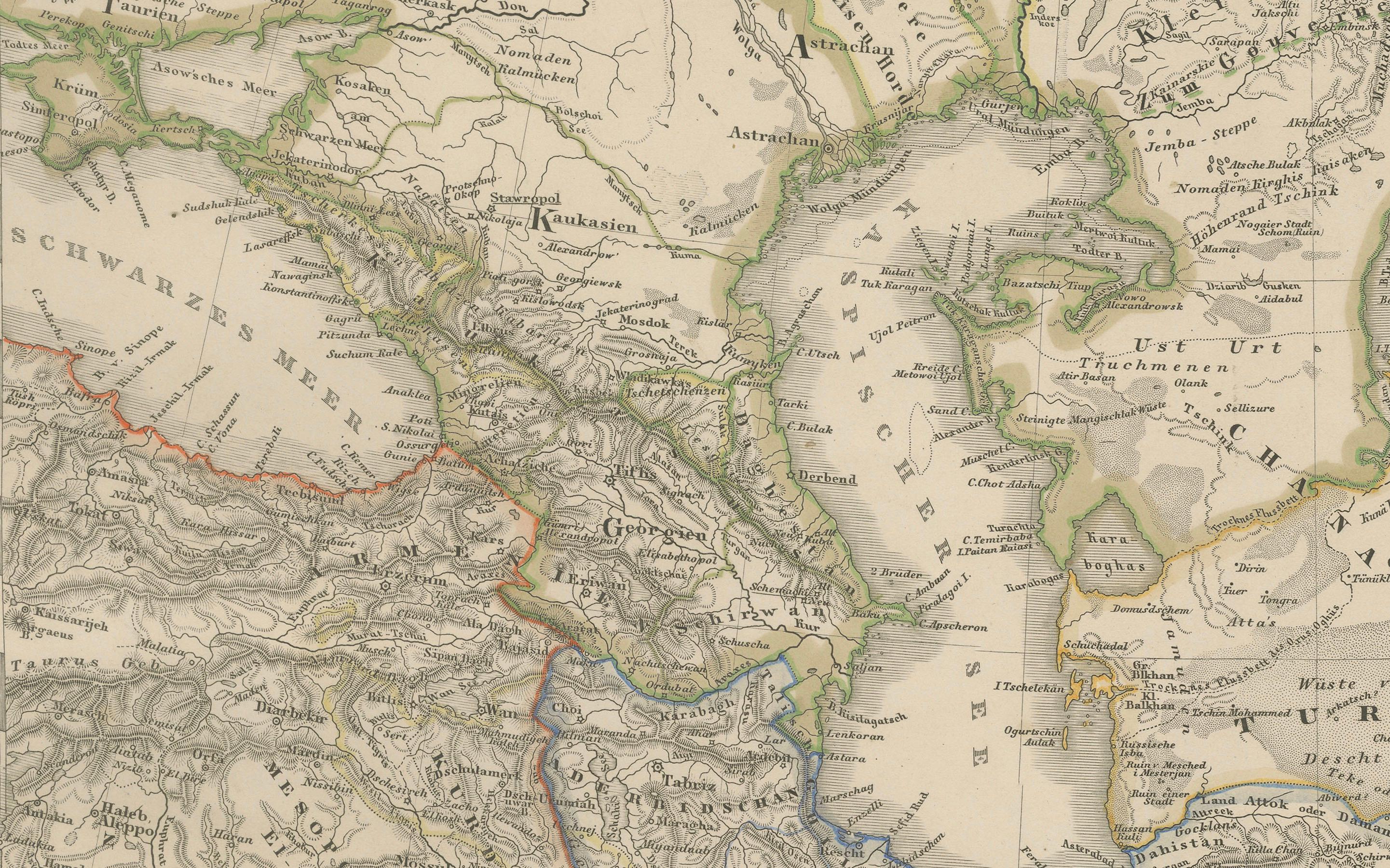 Inciso Mappa Iran e Turan - Persia, Afghanistan, Baluchistan, Turkestan 1858 in vendita