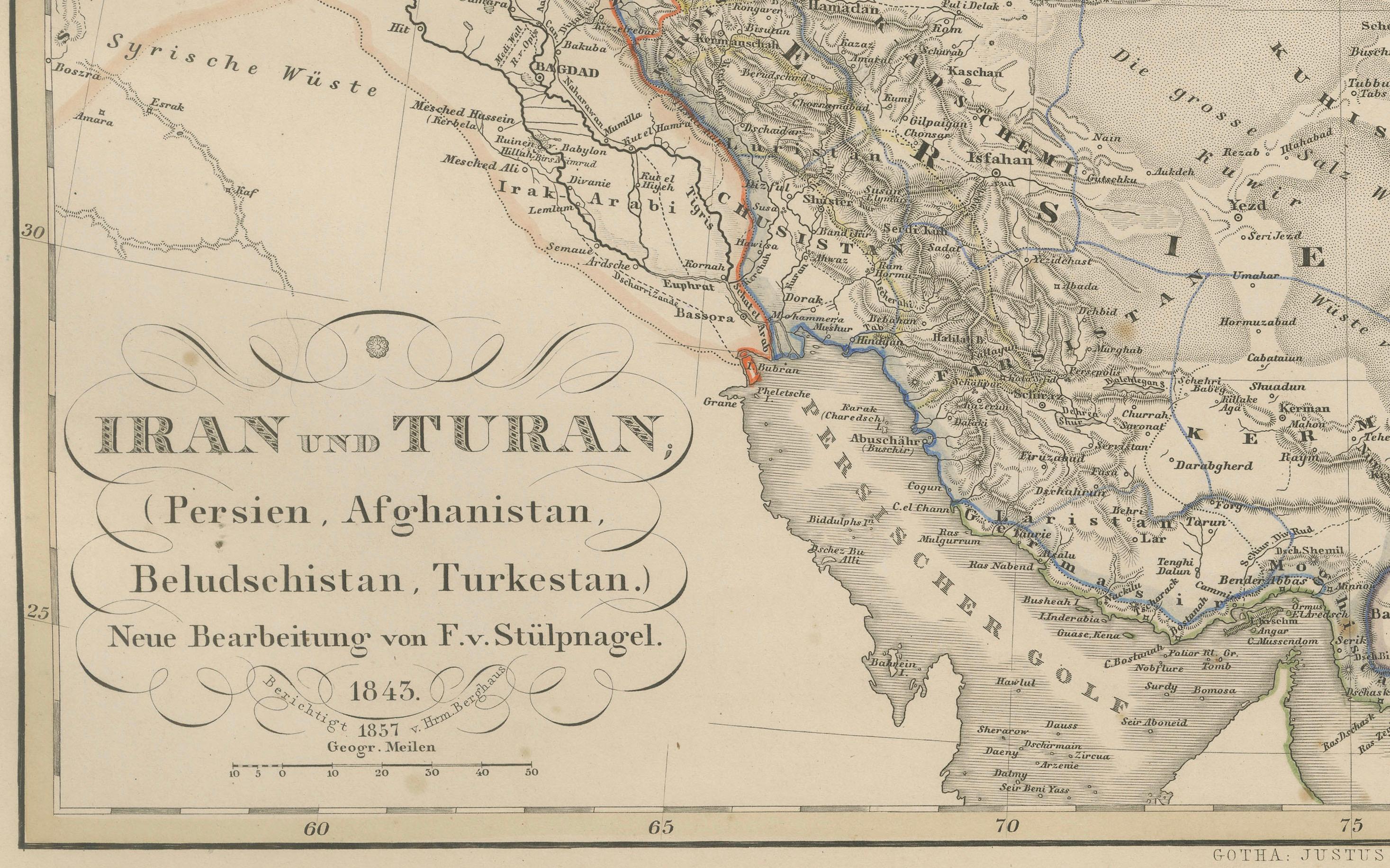 XIX secolo Mappa Iran e Turan - Persia, Afghanistan, Baluchistan, Turkestan 1858 in vendita