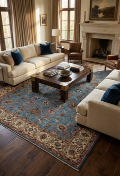 iran Blue Tabriz Rug 9x12 ft