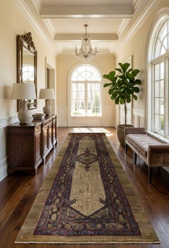 iran Brown Tribal Runner Mid-20th Century 4x11 ft