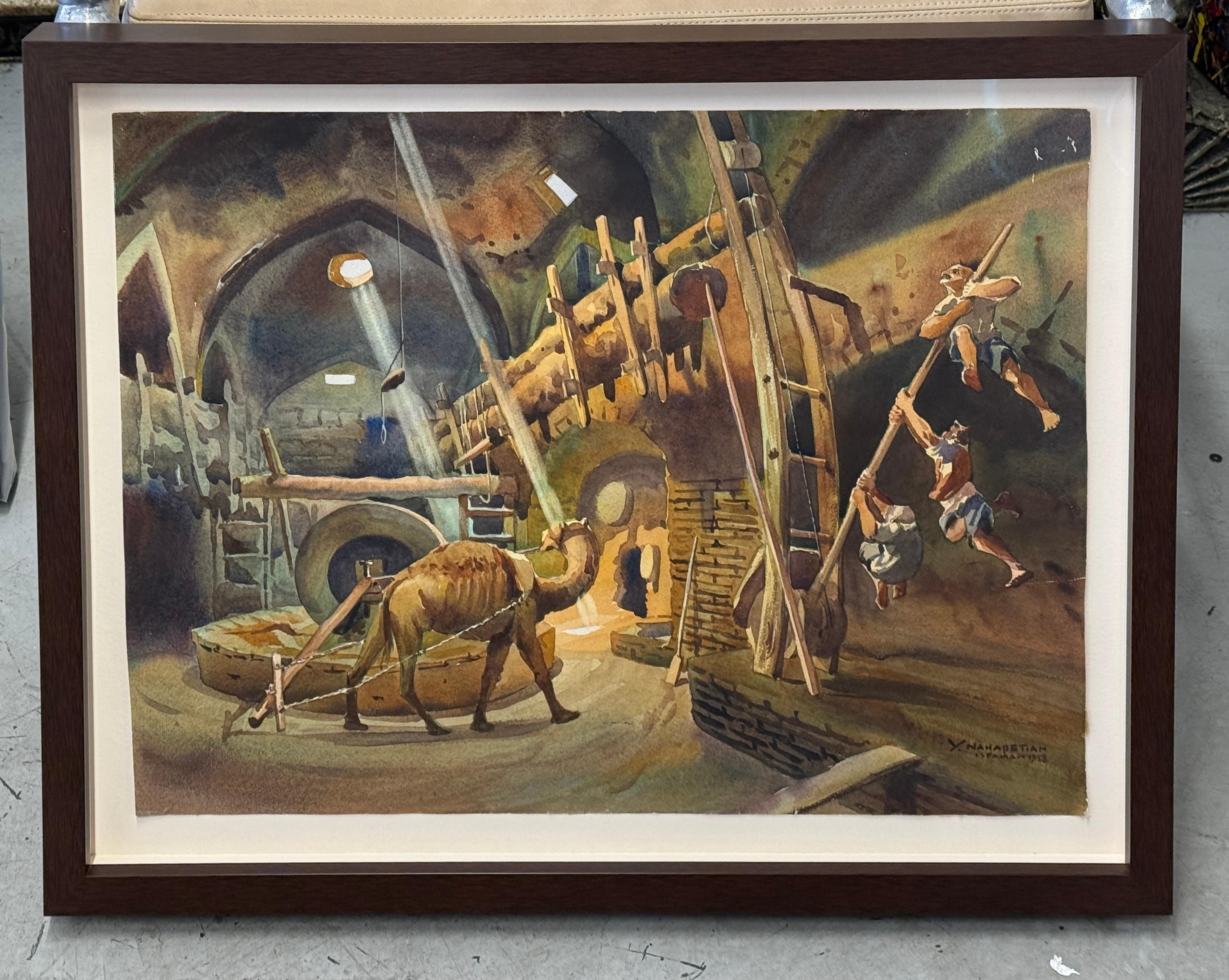 Persiano Artista iraniano Yervand Nahapetian 1958 Acquerello in vendita