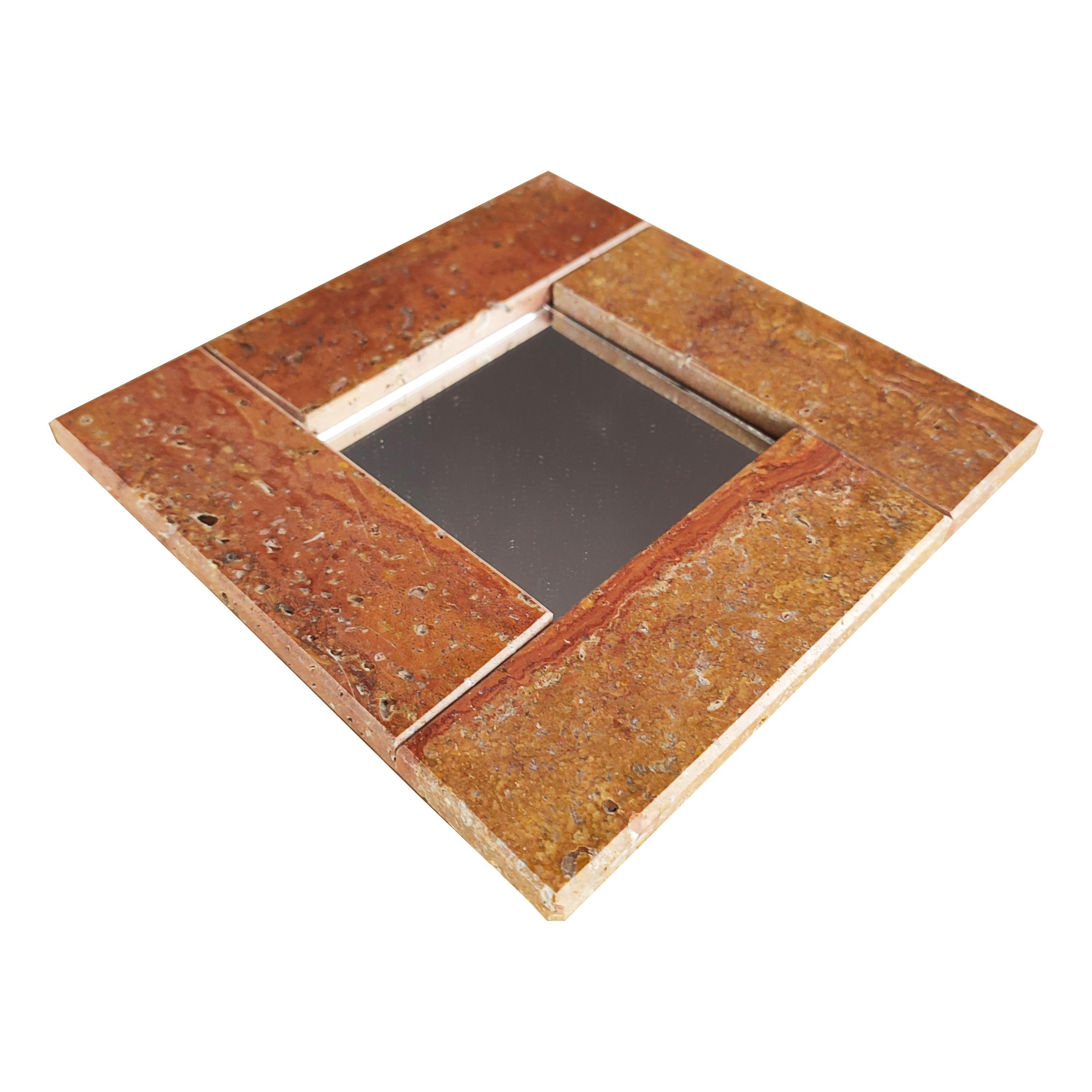 Modern Iranian Red Travertine Marble Mirror Contemporary Design Gift Joaquín Moll Spain For Sale