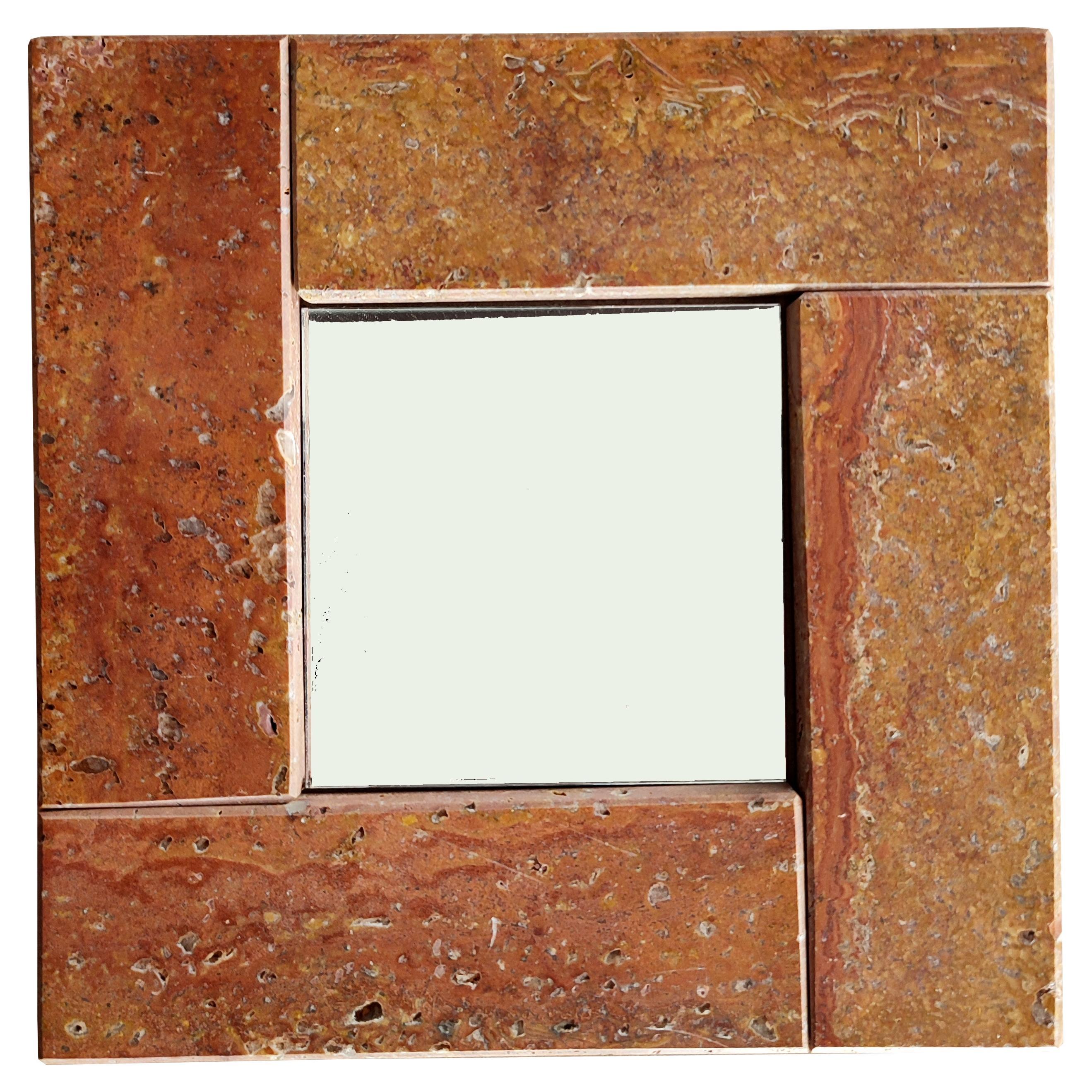 Espejo de mármol travertino rojo iraní Diseño contemporáneo Regalo Joaquín Moll España