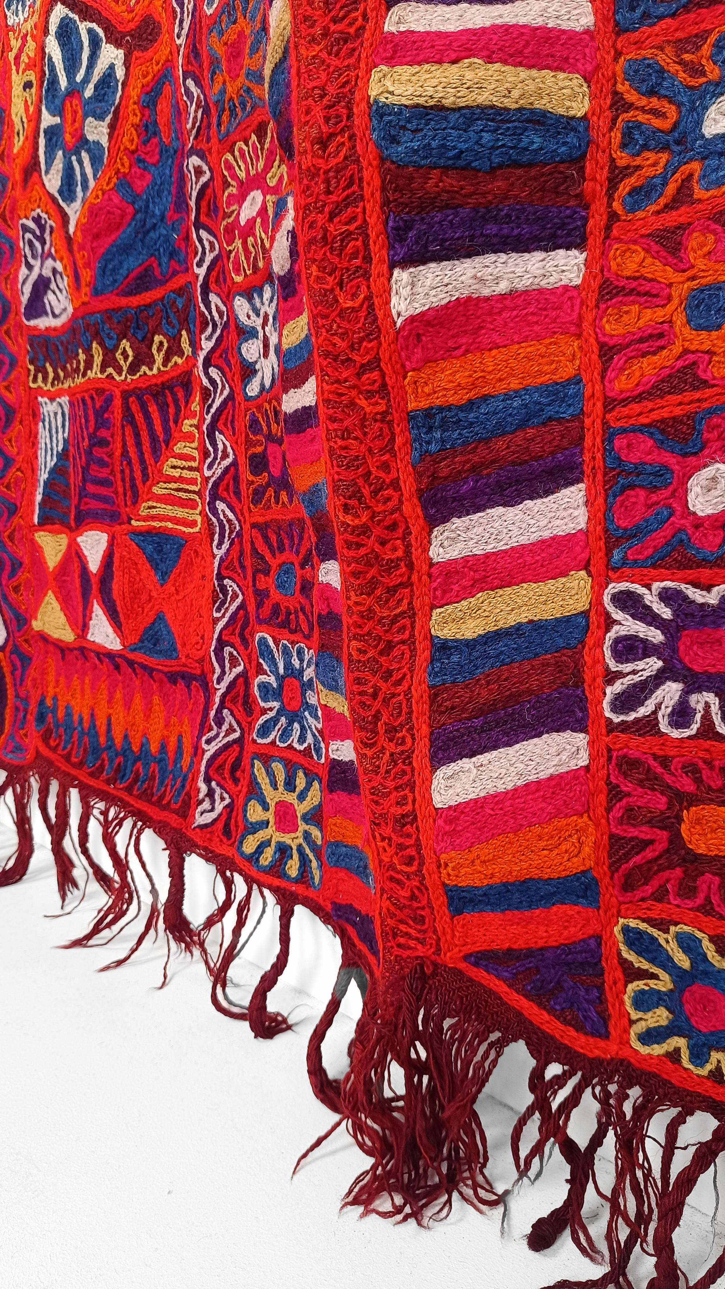 Iraqi Marsh Arab kilim / Wool Woven and Embroidered Ma’dan Wedding Blanket For Sale 9