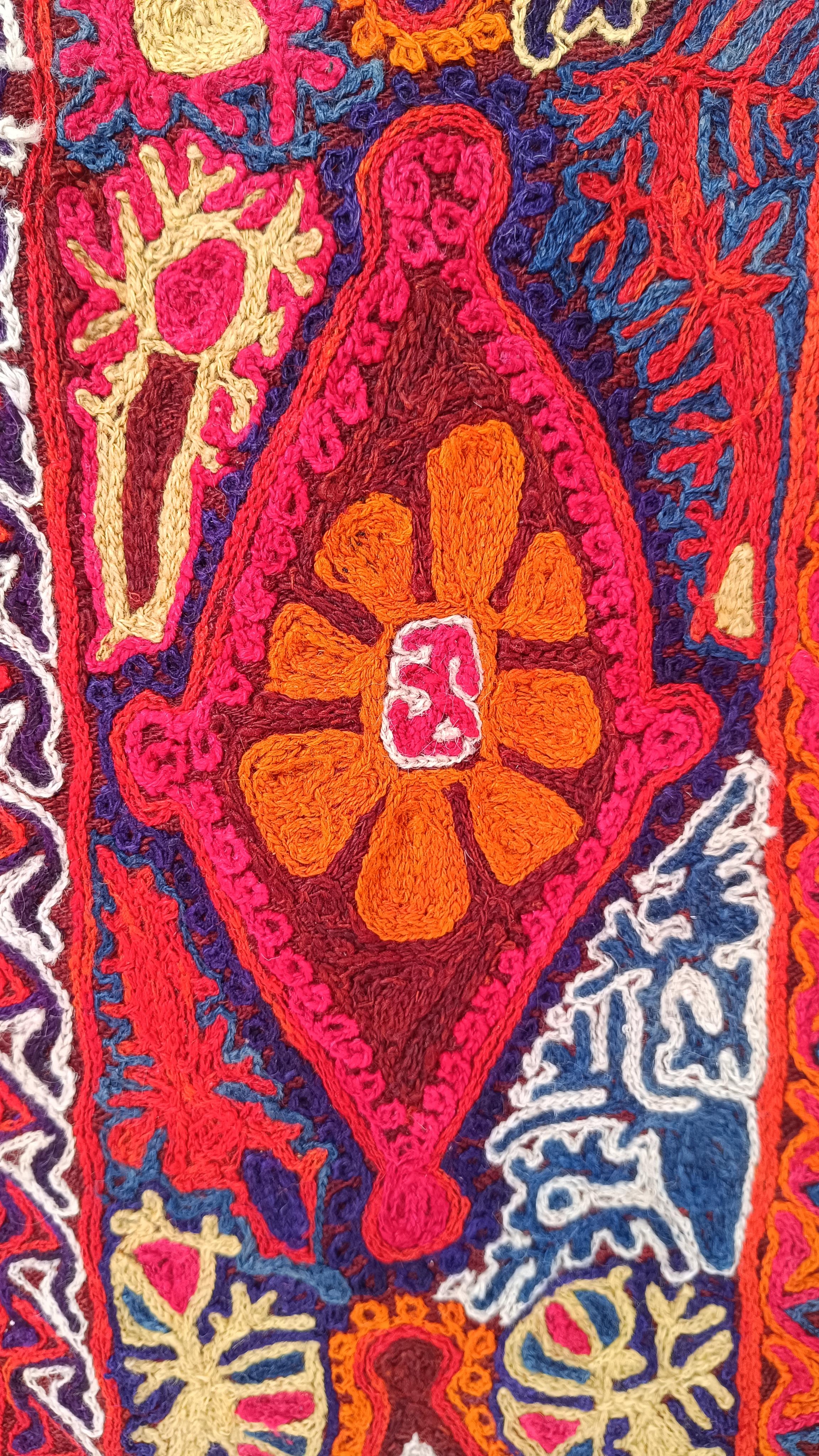 Tribal Iraqi Marsh Arab kilim / Wool Woven and Embroidered Ma’dan Wedding Blanket For Sale