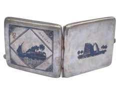 Iraqi Niello Silver Cigarette Box