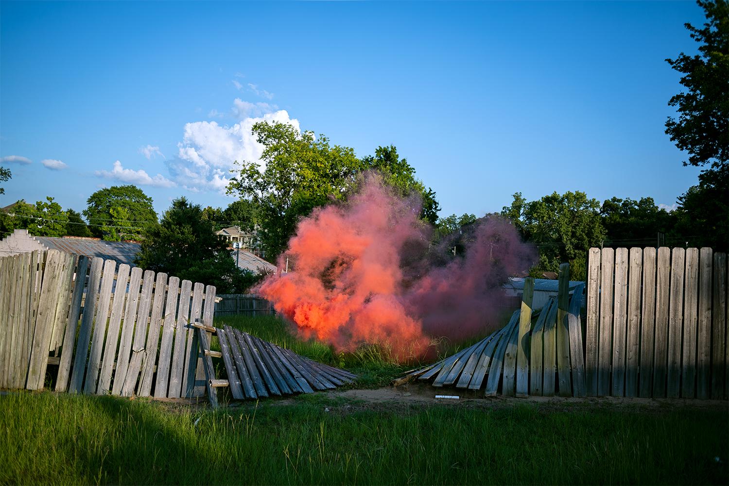 Irby Pace Color Photograph - Fence Smoke