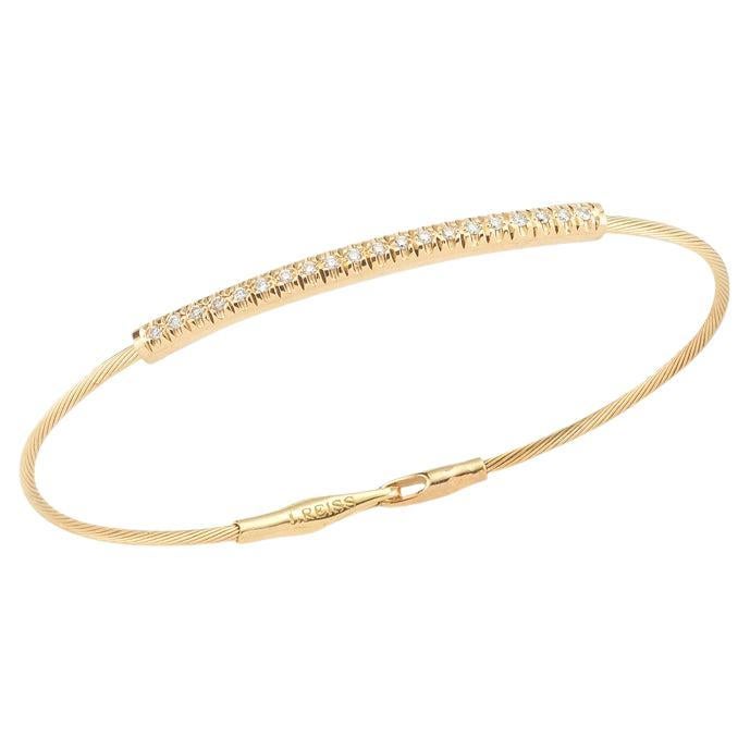 I.Reiss Yellow Gold Handcrafted Stackable Wire ID Bracelet For Sale