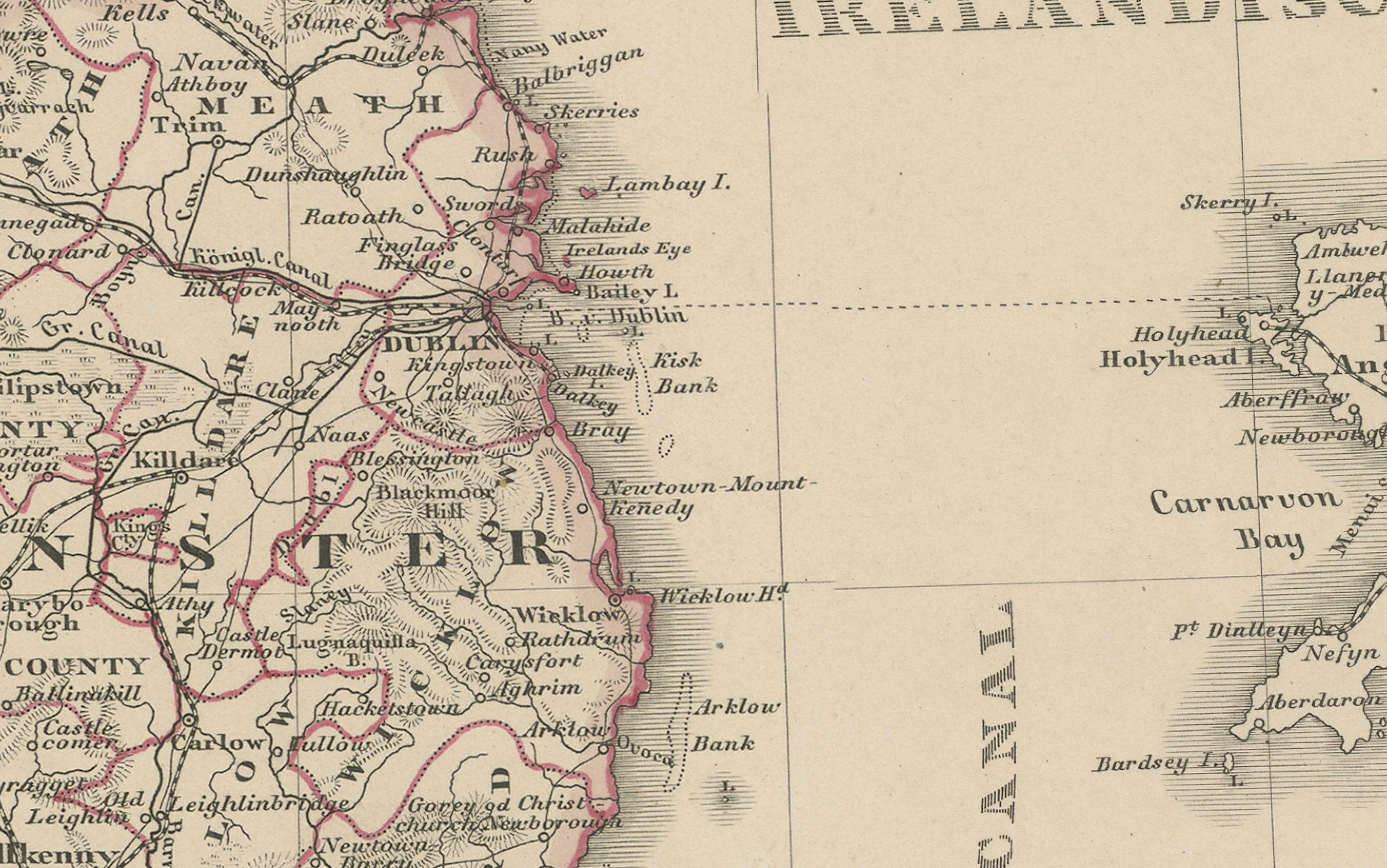 XIX secolo Mappa dell'Irlanda - Divisioni provinciali e contee 1851 in vendita
