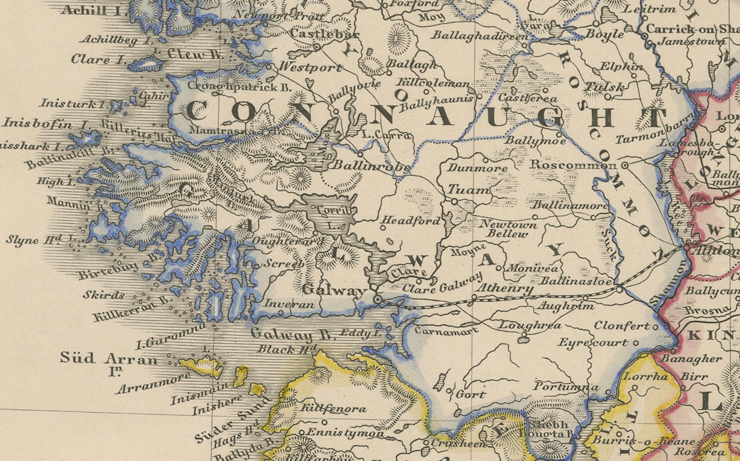 Mappa dell'Irlanda - Divisioni provinciali e contee 1851 in vendita 1