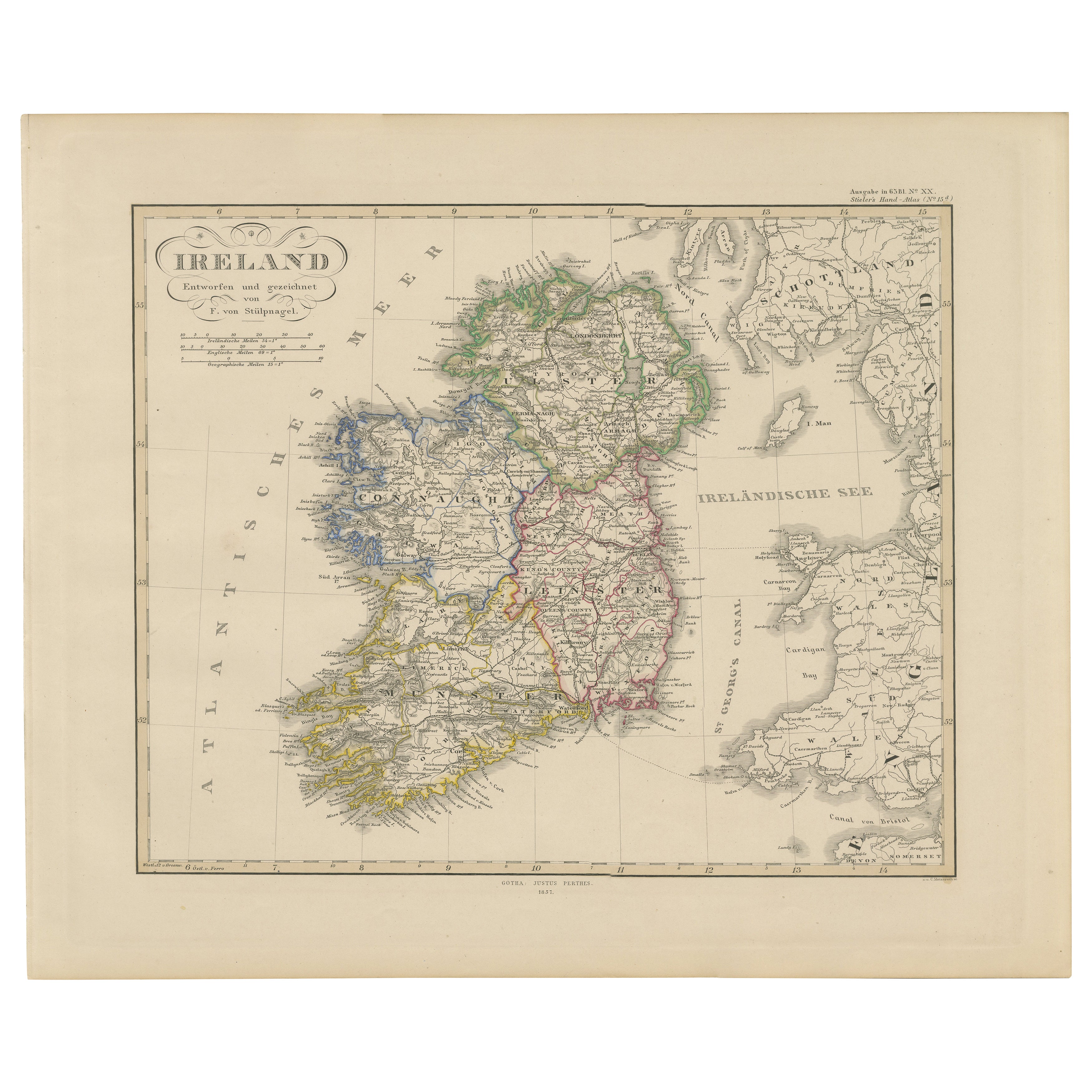 Ireland Map – Provincial and County Divisions 1851