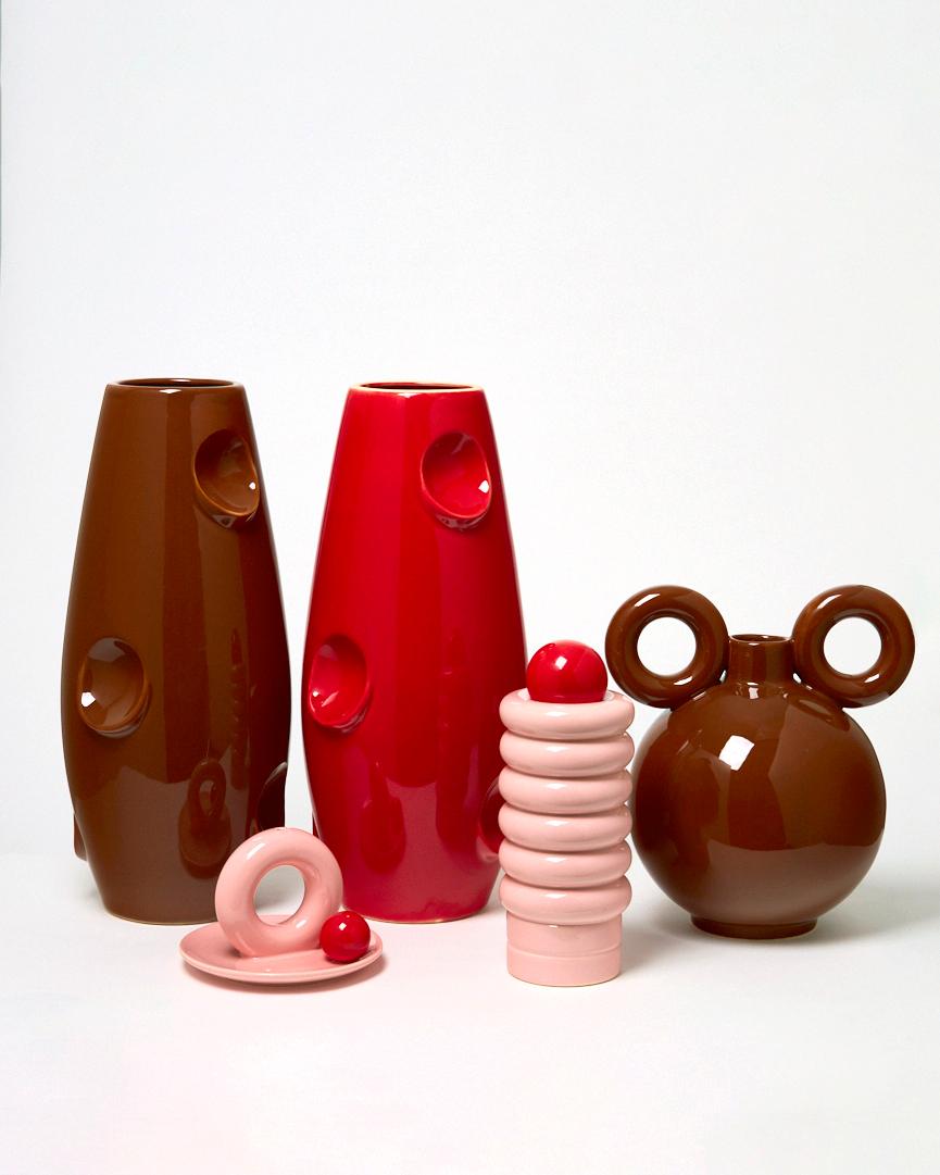 Fired Irena / Circus / Choco Vase by Malwina Konopacka For Sale