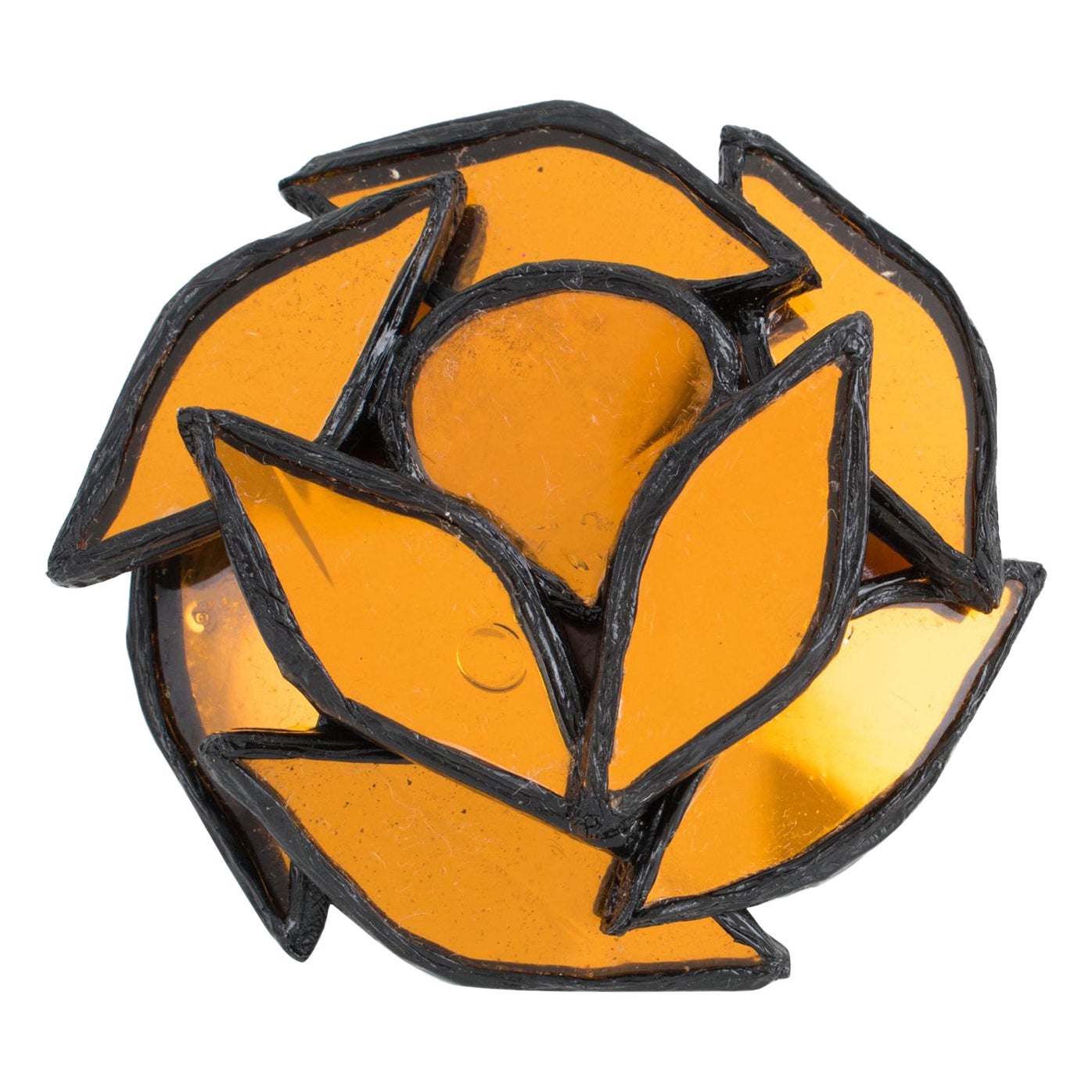 Irena Jaworska, Line Vautrin School Black Resin Brooch with Mosaic Mirrors