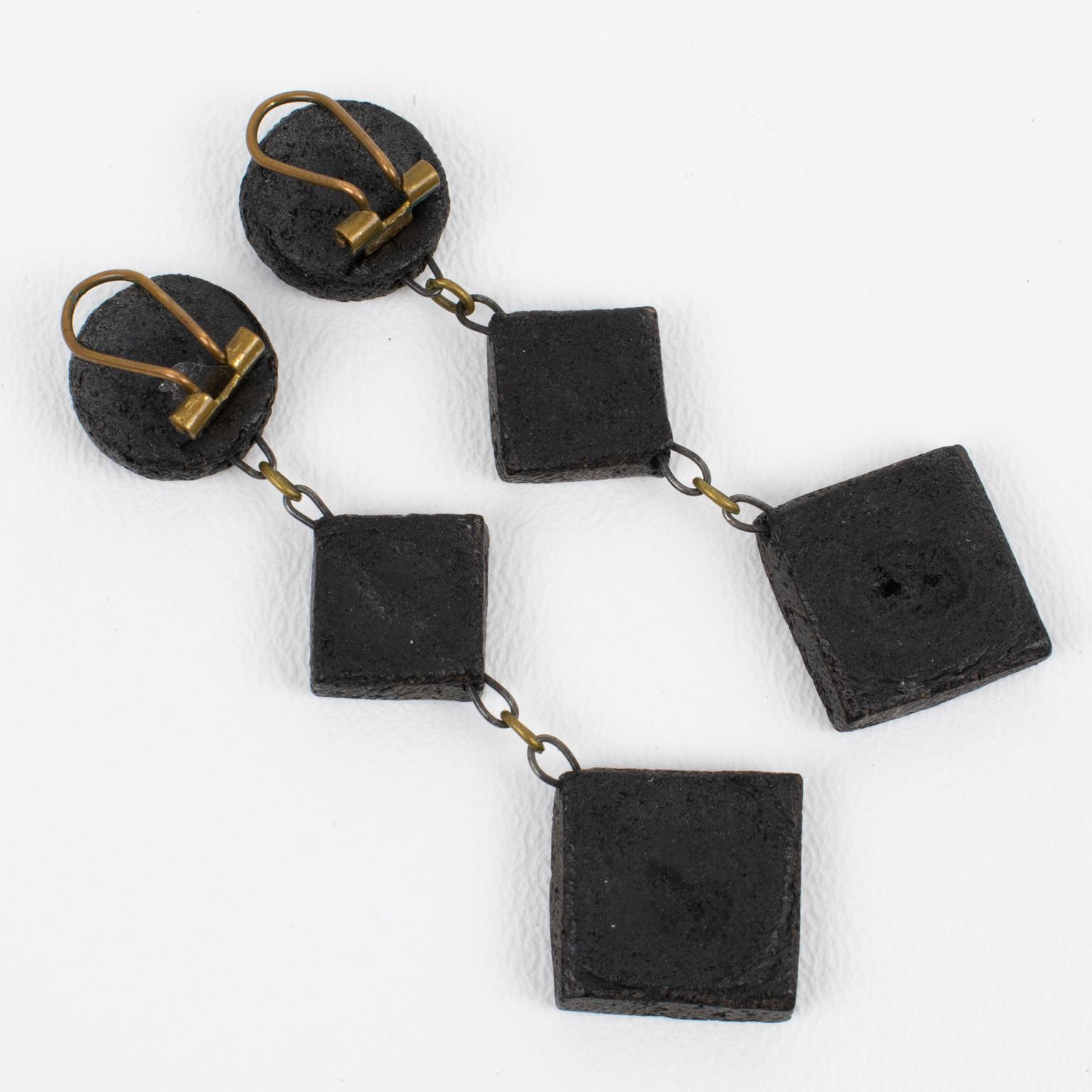 Irena Jaworska, Line Vautrin School Talosel and Mirrors Clip Earrings For Sale 3