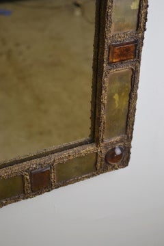 Specchio da parete di Irena Jaworska con cabochon in rame, talosel e arancione