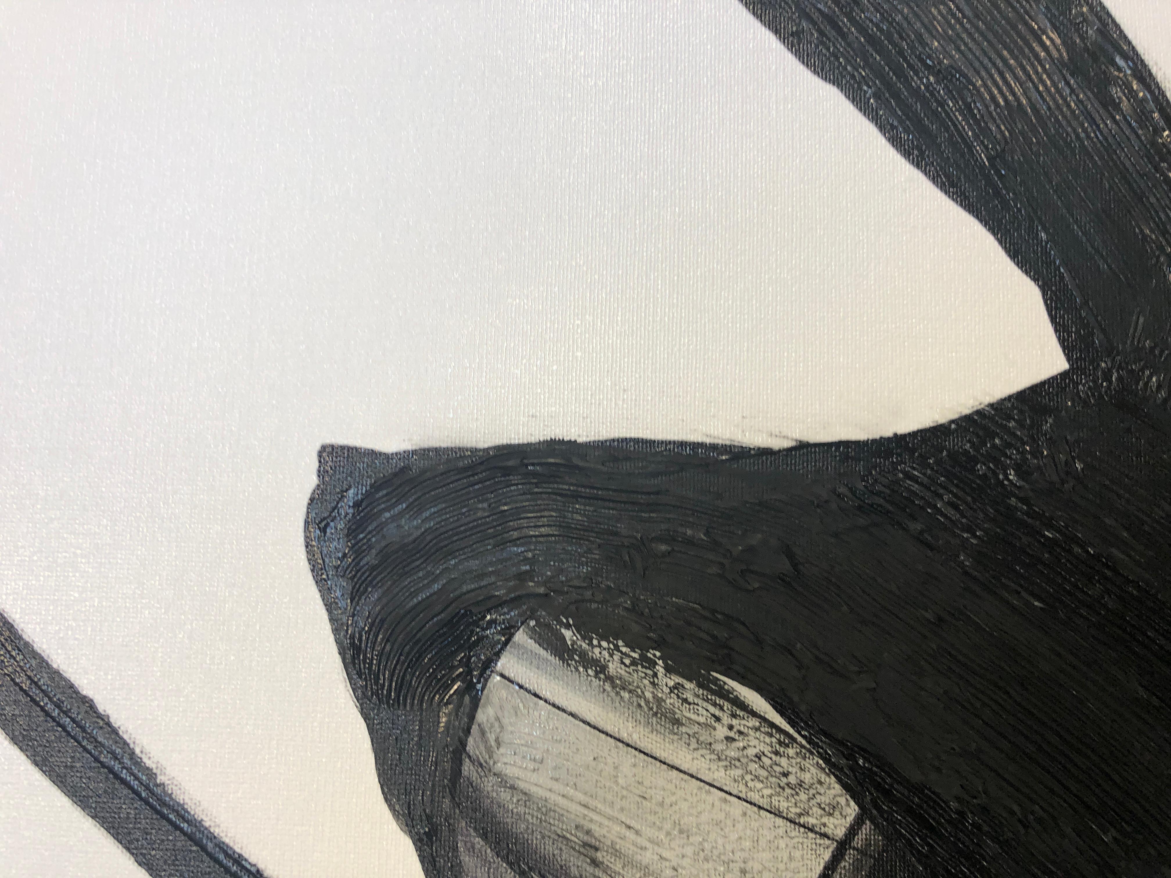 Pintura Abstracta Blanco Negro Nuevos Medios sobre Lienzo, Era yo, Minimalista 68x 46