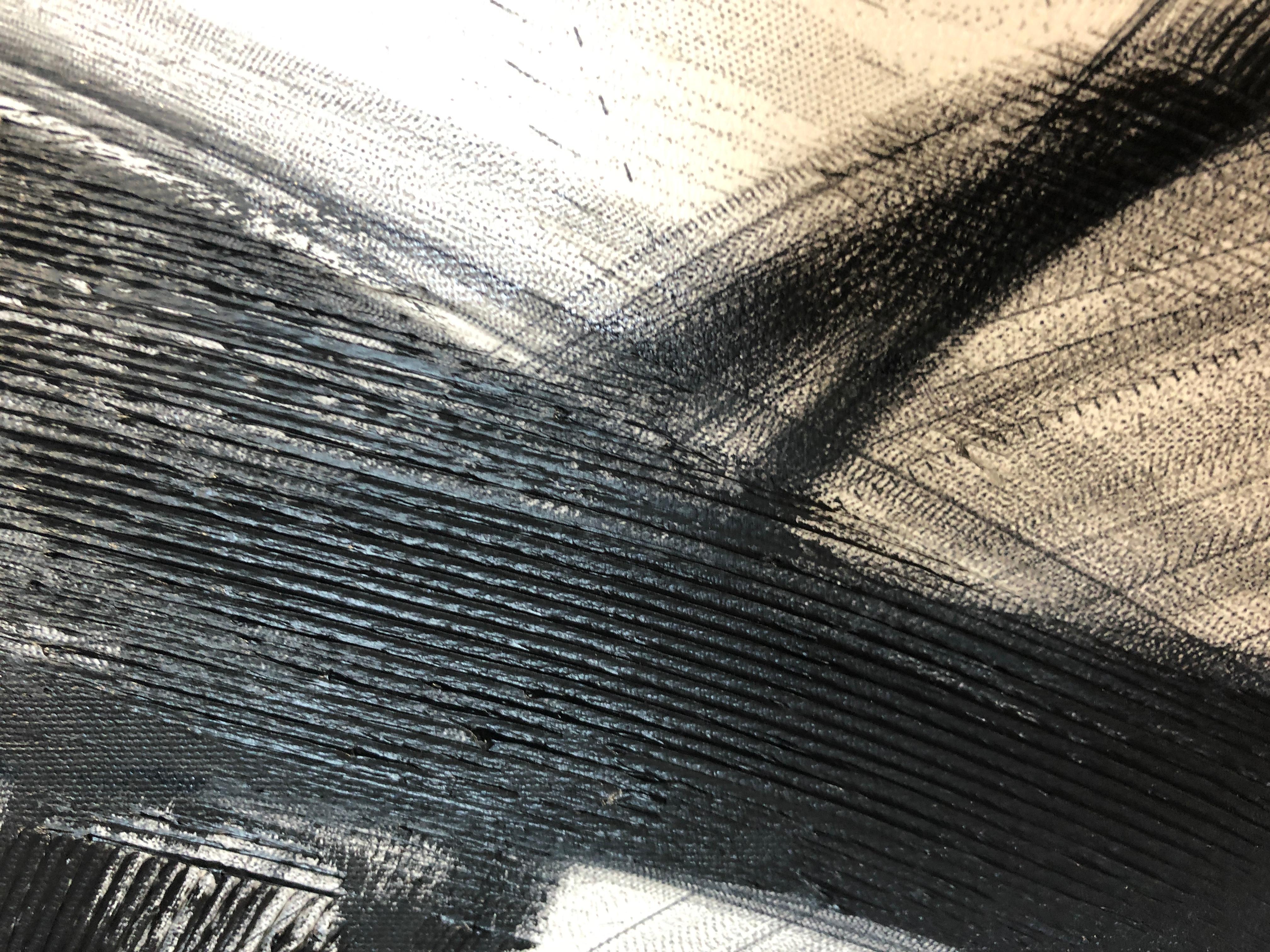 Pintura Abstracta Blanco Negro Nuevos Medios sobre Lienzo, Era yo, Minimalista 68x 46