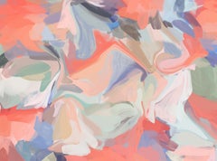 Pintura Abstracta Coral Azul Lienzo Mixto 40x60" La voz alegre