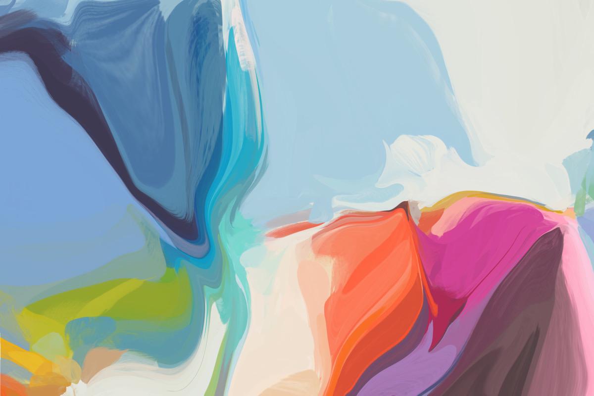 Abstraktes blaues Gemälde Mixed Media Leinwand 40x60 Zoll
