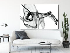Abstract Minimal Black White Painting BW Abstract, Through time , 60X40"