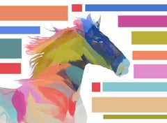 Abstract Modern Horse Block Painting Art Mixed Media on Canvas 40x60"