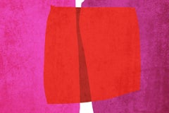 Art Shape Colors Design  Red Pink Mixed Media Canvas Painting