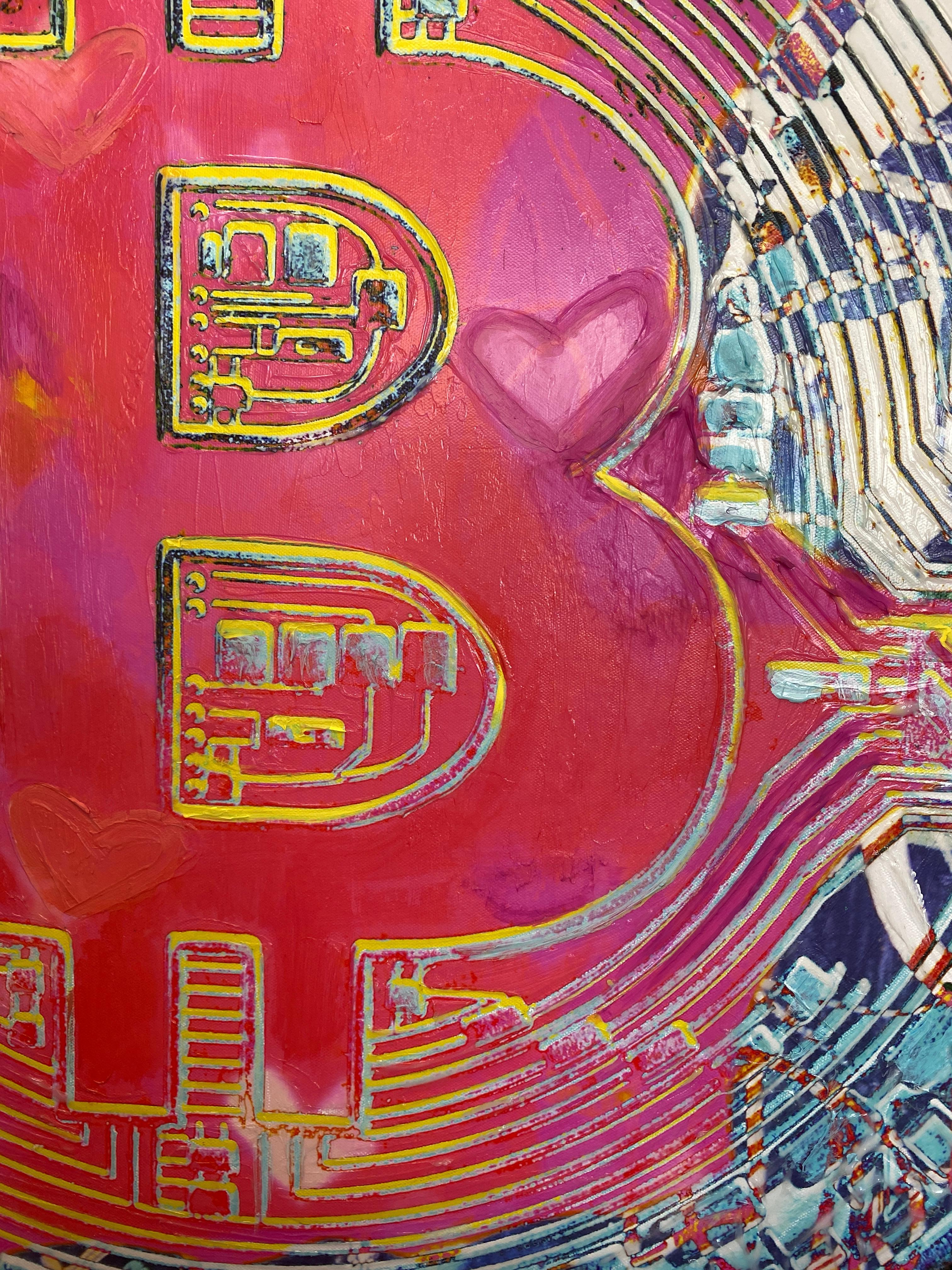 Bitcoin Graffiti Abstract Canvas Art, Cryptocurrency Bitcoin Painting H45