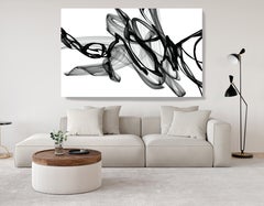 Pittura minimalista New Media in bianco e nero 46 "H. X 80 "W Di notte