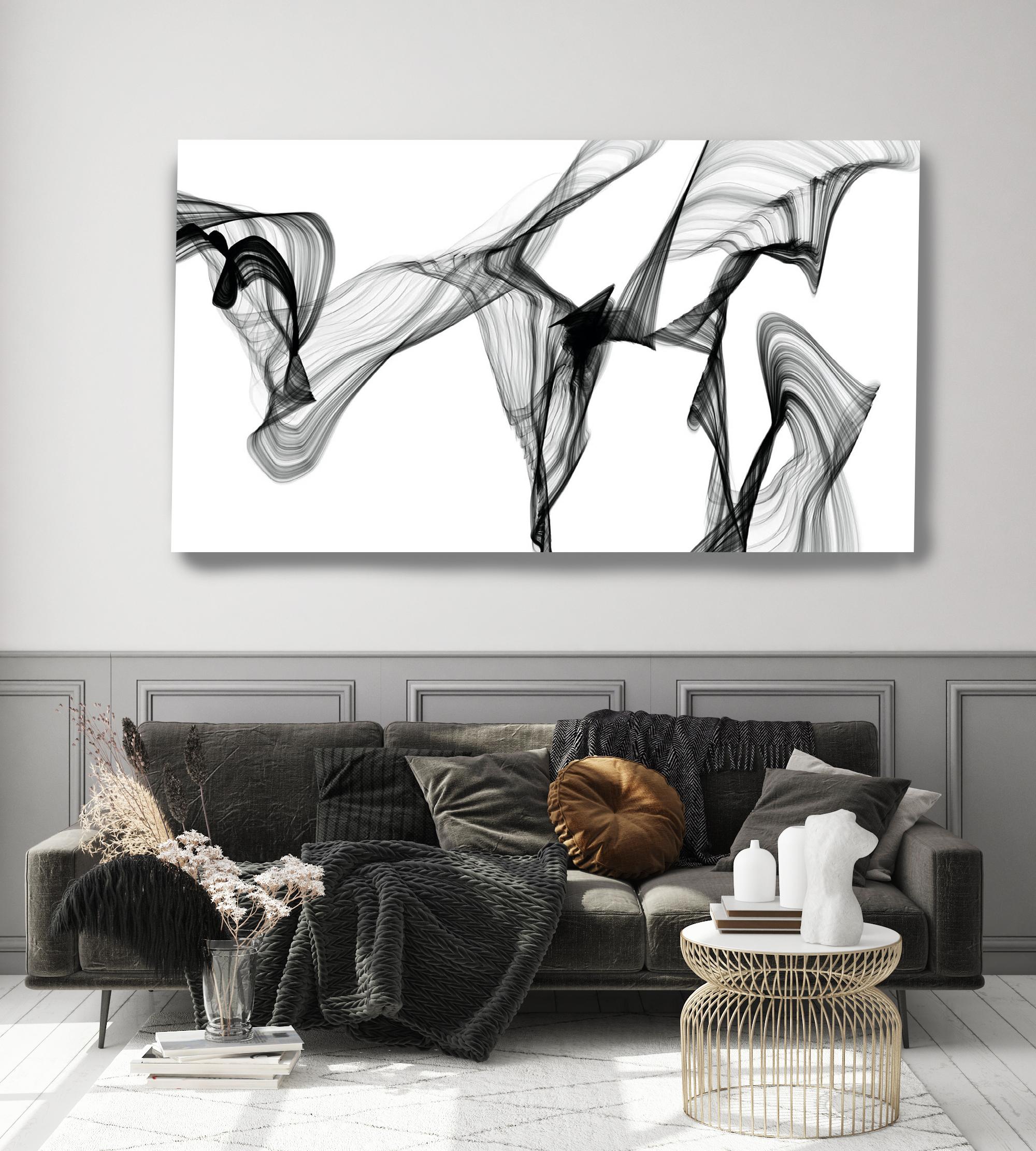 Black and White Modern Minimalist New Media Canvas Print 40"H X 80"W A change  - Mixed Media Art by Irena Orlov