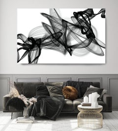 Blanco y Negro Moderno Minimalista Nuevos Medios vs Pintura 40 "H X 80 "W Danza