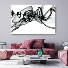 Pittura moderna minimalista in bianco e nero con nuovi media 40 "H. X 80 "W Vision