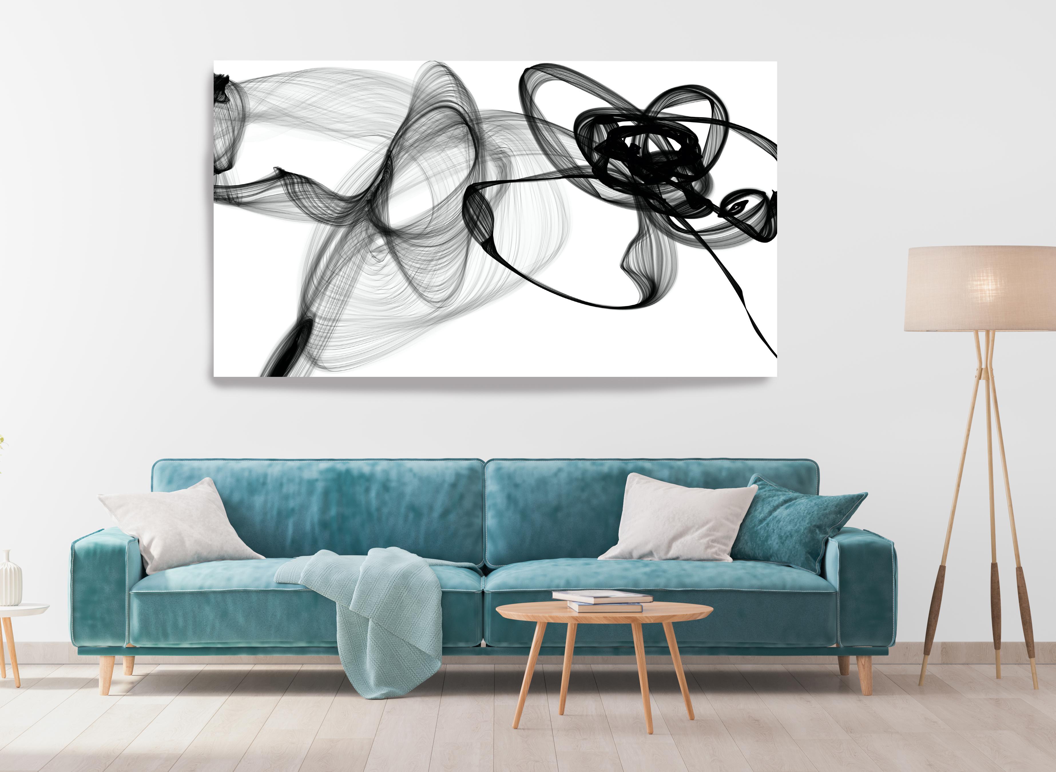 Black White Minimalist New Media vs Painting 40"H X 60"W Altered and Shaped - Mixed Media Art by Irena Orlov