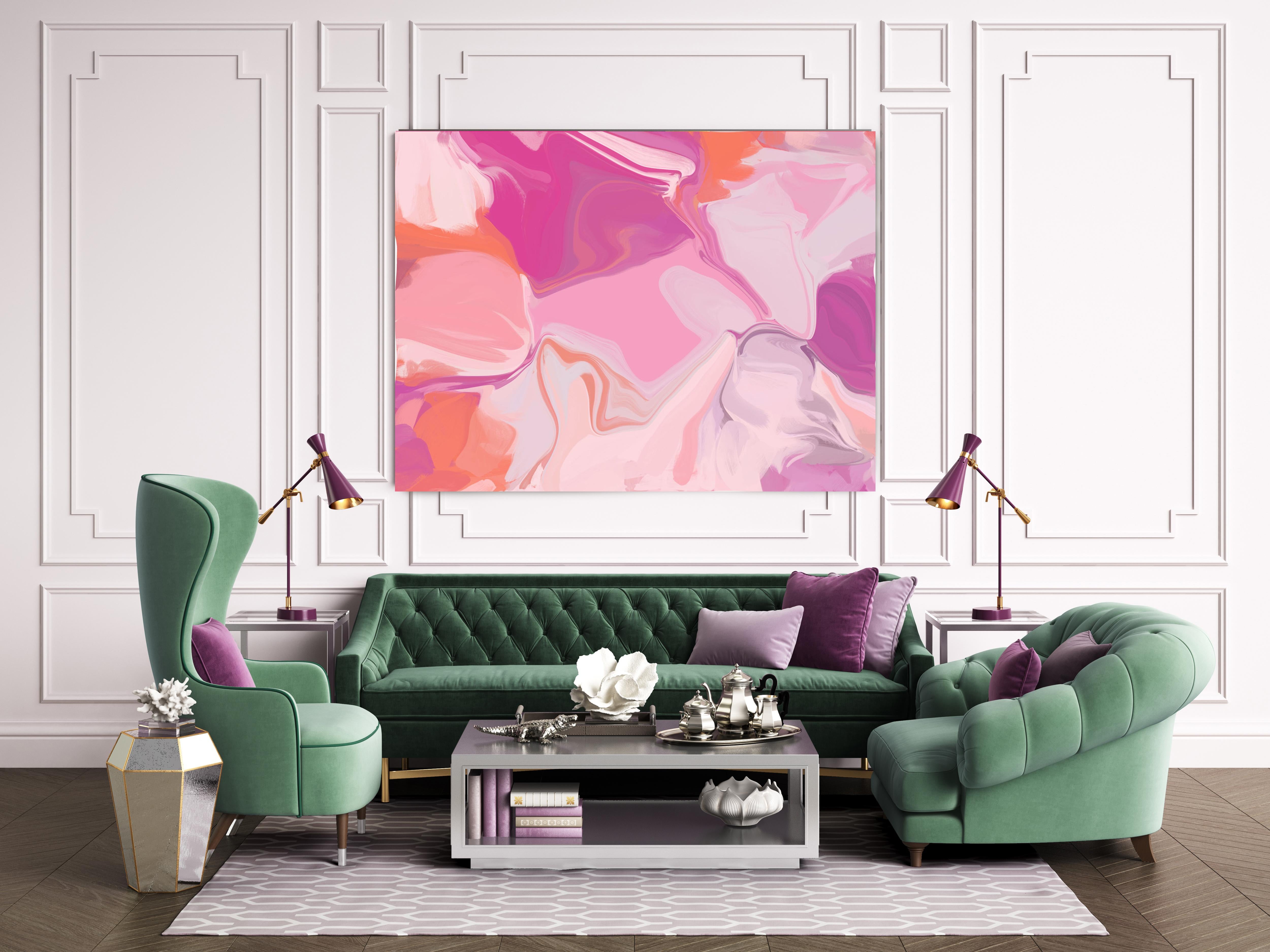 Abstract Painting Irena Orlov - Peinture sur toile de technique mixte abstraite contemporaine couleur éclatante rose pourpre