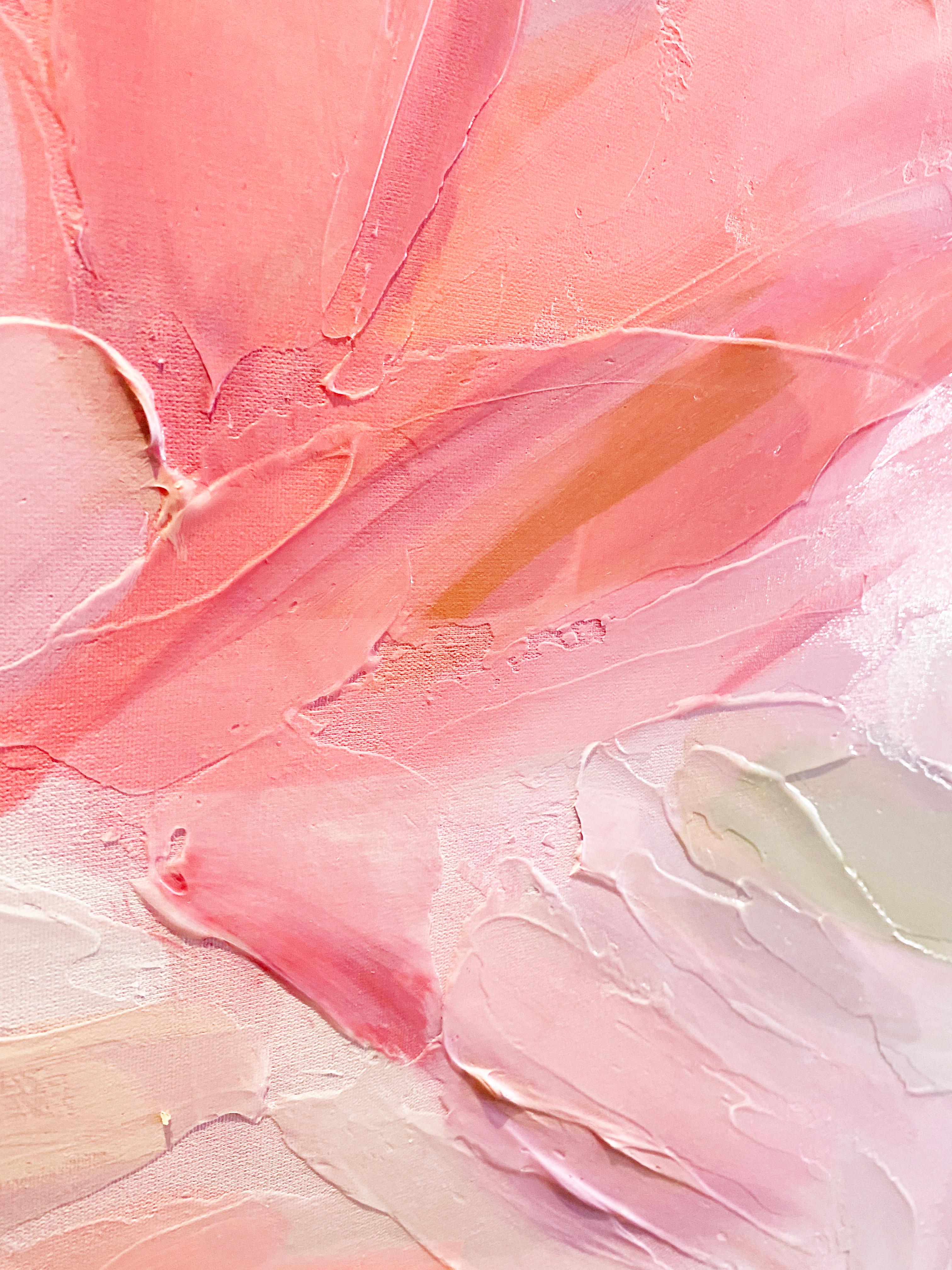 Peinture sur toile de technique mixte abstraite contemporaine couleur éclatante rose pourpre - Contemporain Painting par Irena Orlov