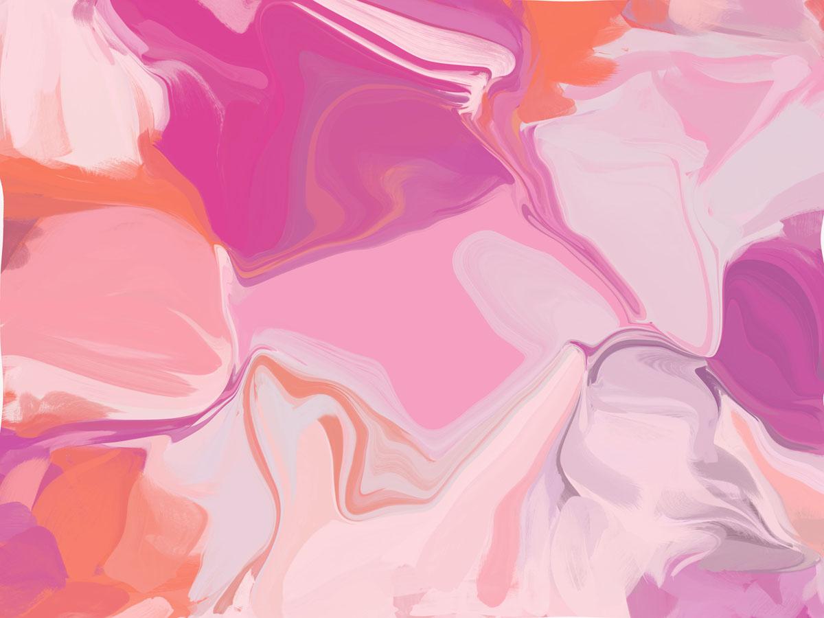 Peinture sur toile de technique mixte abstraite contemporaine couleur éclatante rose pourpre - Painting de Irena Orlov