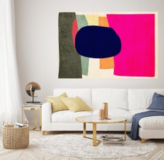 Geometric Shapes Composition Colorful Mixed Media Painting on Canvas 40H X 60W'
