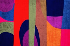 Peinture sur toile technique mixte moderne du milieu du siècle dernier - Couleurs de formes d'art 21-40-0