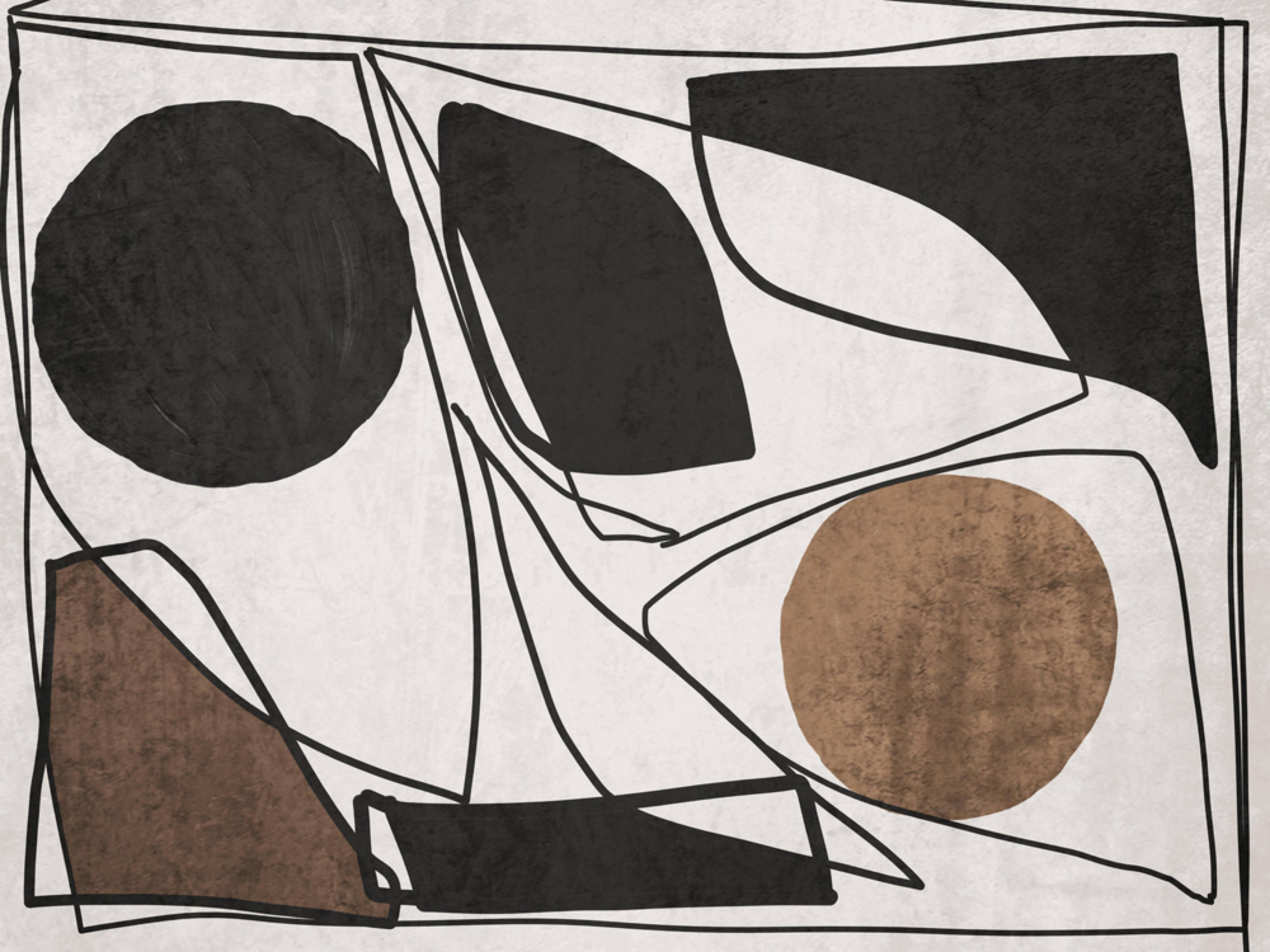 Organische Formen und Linien aus der Mitte des Jahrhunderts N-10-103 Mixed Media Leinwandgemälde 40x60 Zoll (Kubismus), Mixed Media Art, von Irena Orlov