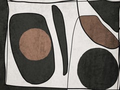 MidCentury Organic Shapes and Lines N-10-104 Mixed Media Canvas Painting 40x60"