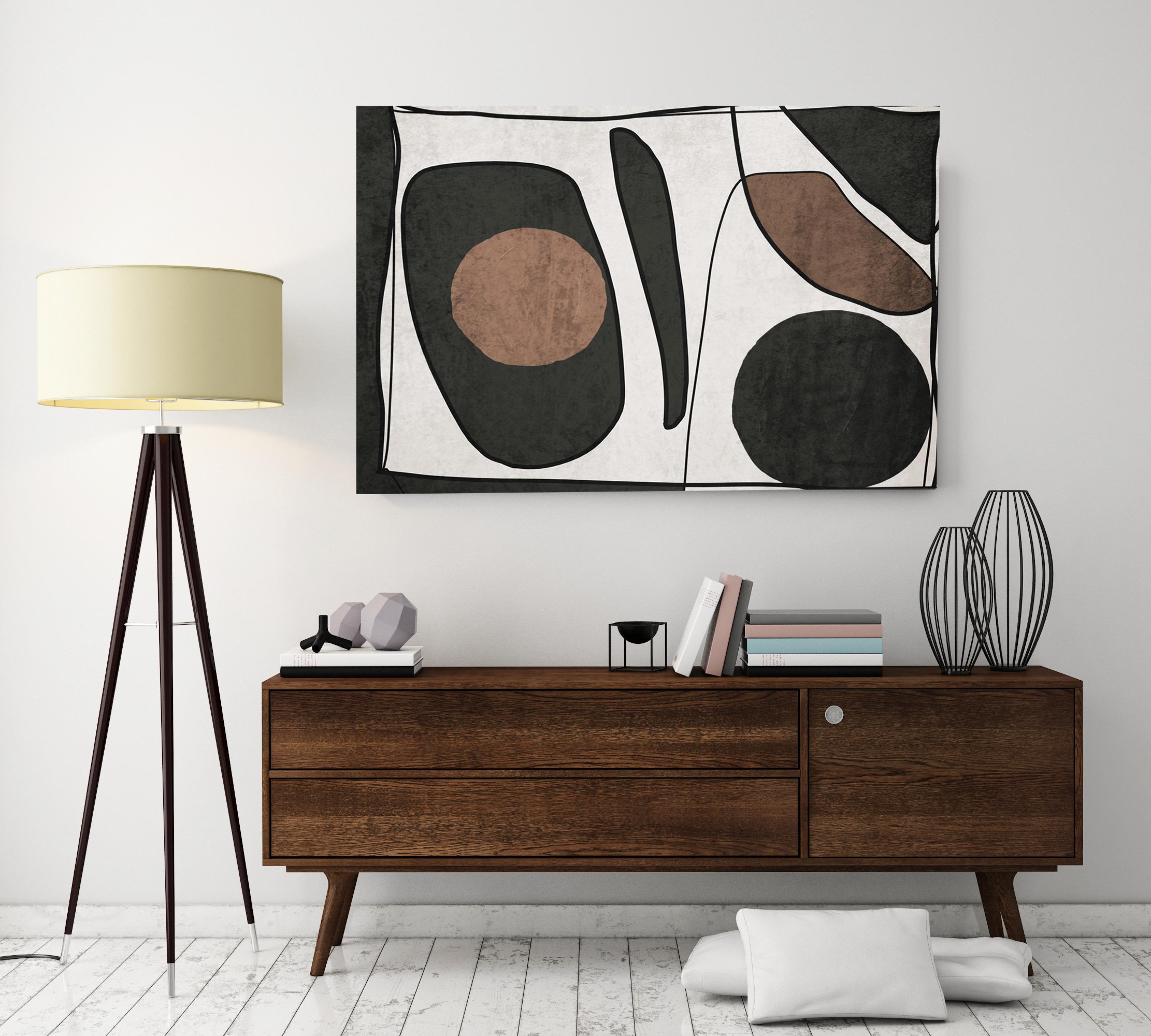 MidCentury Organic Shapes and Lines N-10-104 Mixed Media Canvas Painting 40x60" - Mixed Media Art by Irena Orlov