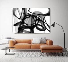 Brushstrokes in Black And White Mixed Media on Canvas 60 x 40" 