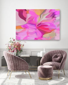 Pink Contemporary Abstract Painting Mixed Media Canvas Rhythm of the violinist 7
